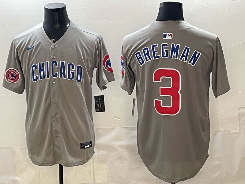 Men 2026 Chicago Cubs #3 Bregman Grey Game Nike MLB Jersey style 008->chicago cubs->MLB Jersey